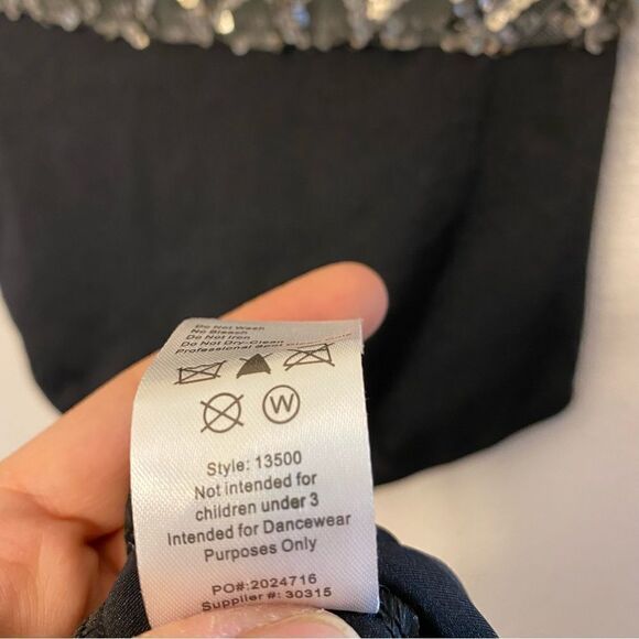 Weissman dance costume fringe 2 piece black Hermann's Boogie 13500 Child MC - Picture 12 of 13